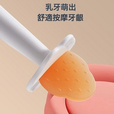 DFMEI 咬咬牙膠食品級硅膠水果手抓寶寶磨牙棒牙膠玩具可水煮, 1個, 如圖, 草莓裸
