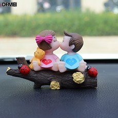 DFMEI 新款2025汽車擺件中控臺可愛樹杈情侶車內飾品車載小擺件告白氣球, 1個, 樹杈蝴蝶結情侶:如圖