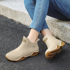 JUSTFEELING 230-270 패션 레인부츠 남녀 앵클부츠 미끄럼 방지 방수화 트렌드 커플 레인부츠 로우부츠 아쿠아슈즈