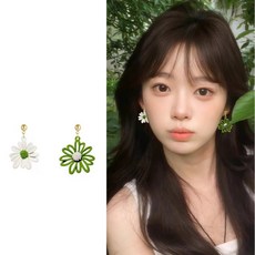 슈슈쁘띠 925은침 여성 데이지꽃 드롭 패션 귀걸이+보관 케이스
