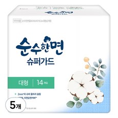 순수한면 슈퍼가드 생리대 날개형, 대형, 14개입, 5개