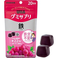 UHA味覺糖 補鐵 鐵質補充軟糖 葡萄口味 20天份 40粒, 1個, 鐵/20天分/40粒