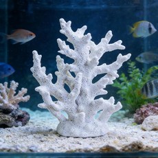 Tirifer 인공 수족관 산호 장식품 화이트 레진 인조 가지 장식 물고기 탱크 풍경, Tirifer 인공 수족관 산호 장식품 화이트 레진 인