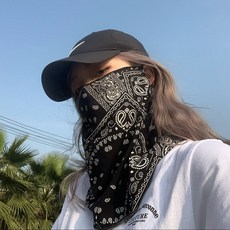 護臉防曬口罩夏護頸薄款防紫外線面紗女仙氣冰絲透氣戶外遮陽面罩, 黑色腰果面紗, 1個