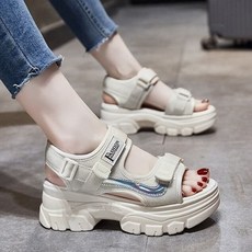 투니스 여성 심플 패션 컴포트 비치 스포츠 발편한 통굽 샌들 스니커즈 운동화 3cm