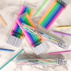 7COLOR 彩虹細長蠟燭 生日派對佈置 馬卡龍色創意蠟燭 10入, 1個, 彩色10入, 無