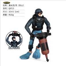 （4款）仿真 潛水伕 海底 探索 潛水員 潛水夫 水下工作 浮潛 深潛 人物模型 魚缸 兒童 益智 Spg 隨草憶境, 1個, 2號款（藍衣手拿裝備）