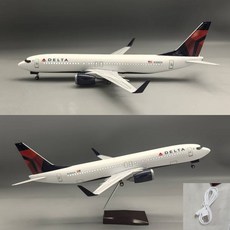 델타항공 B737-800 모형 비행기 항공기 다이캐스트 1:85, 화이트(고급형 소리인식 LED조명)