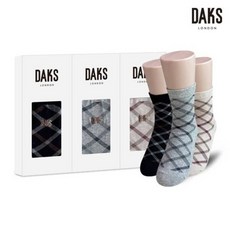 숙녀양말 3족 선물세트 면중목 사선체크 25903