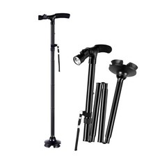 MUAMUA LED 4발 보행 보조 4단 접이식 지팡이 jbl*8172lD, 상세페이지 참조, 1