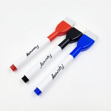 자석 부착 화이트보드 마카 3색 세트 펜 고무 포함, 1개