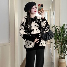 가을 겨울 한국판 루즈 본명년 차이나 드래곤 크리스마스에는 임부복에 도톰한 스웨터 여