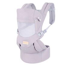 嬰兒揹帶新生兒寶寶前抱式多功能背袋, 1052升級版網款淺灰色
