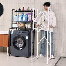 원터치 접이식 다용도 세탁기선반 설치면제 650x500x1525mm, 1개, 흰색