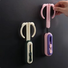 신테리어 안전한 언박싱 택배칼 2in1 칼 가위 세트 자석 부착형, 1개, 퍼플핑크+베이지그린