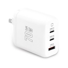 Dr.AV USB-703AC 70W 氮化鎵 GaN 3孔 1A+2C 快充充電器, 白, 1個