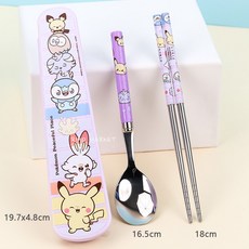 韓國正版 POKEMON 皮卡丘精靈寶可夢不鏽鋼學習筷餐盤組，兒童餐具，左右手適用，可換造型, 1個, 真空湯筷組 和平, 紫色