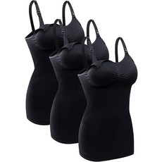 [ 758125 ] BRLIDO 여성용 수유 탱크탑 내장 브라 모유 임산부 캐미솔 브라 블랙*3