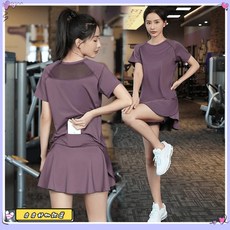 瑜伽服 速乾 運動服 健身服瑜伽套裝短袖夏季跑步健身休閒速幹透氣寬鬆防走光顯瘦運動套裝