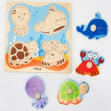 유렌콩 비가 해양동물 베베꼭지퍼즐 모양끼우기 베이비퍼즐 우드