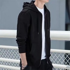 투니스 남성 단색 심플 스트링 집업 후드 티셔츠