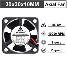 Gdstime DC 12V 24V 듀얼 볼 3010 쿨링 팬 3cm 5V 그래픽 카드 방사형 팬 30x10mm 브러시리스 축 팬 (3D 프, 02 5V Sleeve dupont, 02 2PCS