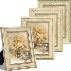 Vittanly10.2x15.2cm4x6인치사진액자4개세트 벽또는탁상용빈티지사진프레임 디스플레이10.2x15.2cm4x6120923, 5x7, 그린 골드