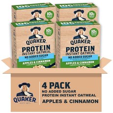 Quaker Protein Instant 오트밀 사과 시나몬 1회 제공량당 단백질 12g 통곡물 인공 향료 없음 추가 색상 없음 50ml(1.75온스) 패킷 (24