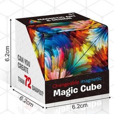 GEEKI 피젯 토이 키덜트 감압 장난감 스트레스 해소 집중력 향상 3D 꿈꾸는 변화 가능한 마그네틱 매직 스퀘어 무한 플립 피그 퍼즐 게임 방지 생일 선물, [05] Aquarelle, 1개