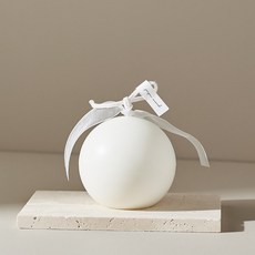 페페무드 화이트 오브제 캔들 진주 향초 인테리어 양초 집들이 선물 홈데코, 1개, 205g, 우드세이지 & 씨솔트