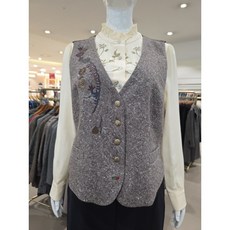 비꼴리끄 울 자수 V넥 베스트 B244WV1010_s 656357