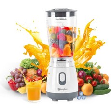 주방용 심플러스 블렌더 쉐이크와 스무디용 20온스 BPA 프리 여행용 휴대용 착즙기 블렌더 단백질 음료 이유식 300와트 블렌더 및 푸드 프로세서 스테인리스 스틸 커터 화이트, 주방용 심플러스 블렌더 쉐이크와 스무디용 20온스 BP, 1개, 흰색