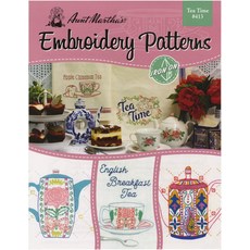 마사 이모의 장난기 넘치는 강아지 자수 이송 패턴 북 키트, 8.5 cm x 11, Tea