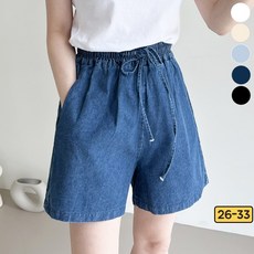 여리진 여성용 시원한 여름 데님 밴딩 3부 숏팬츠 청 반바지 팬츠