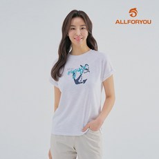 [올포유] [모델착장] 여성 프린팅 슬럽 반팔 티셔츠 ALTRM4231-100