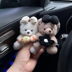 올원픽 와이퍼인형 와이퍼 장식 차량용 꾸미기, 1개, 캔디 화이트 곰+보우노트 작은 꽃 곰