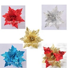 派對樂 27公分布網聖誕花 聖誕節裝飾, 1個, 湖藍, 湖藍