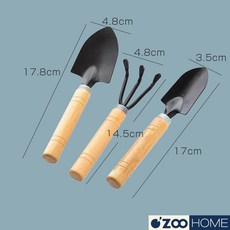 迷你園藝工具組 輕巧便攜 多功能 盆栽園藝工具, 1個, 粗柄三件組