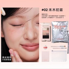 Judydoll橘朵彩妝書手帳本眼影盤，日常淡妝綜合盤，腮紅修容高光多功能便攜DIY彩妝書, 02禾木初霧（黃皮推薦）, 1個