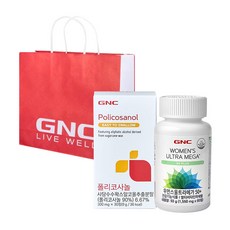 [10%적립] GNC 어머니 건강 세트 [폴리코사놀(30) + 우먼스울트라메가50+] 기프트박스 쇼핑백 포함, [10%적립] GNC 어머니 건강 세트 [폴리코사놀(3