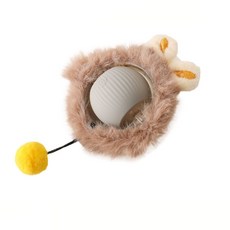 智能逗貓滾滾球，自動避障，安全無毒材質，寵物互動玩具, 灰色 毛絨款, 1個, 一般