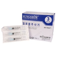 성심 일회용 멸균 주사기 3CC 23G 25mm 100개입, 1개