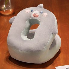 귀여운 동물 디자인의 편안한 낮잠 베개 사무실 디자인 인체공학적 지지 머리 목 플러시 소재, 얼음 실크 수면 베개-상어