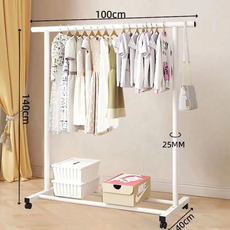 衣物收納架 150公分寬 140公分高, 奶油白色全金屬【100CM粗款】