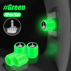 형광 타이어 밸브 스템 캡 빛나는 자동 휠 공기 밸브 캡 자동차/자전거/오토바이용 범용 장식 액세서리, 핑거 그린-화이트, 1개