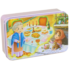 卡通拼圖 兒童益智玩具 趣味拼圖 鐵盒裝, 【60片】賣火柴的小女孩, 1個, 60片