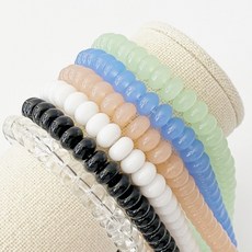 비즈 글라스 납작 주판알 8x4mm (1 줄), 검정, 1개