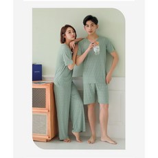 情侶短袖睡衣褲，夏季居家外出皆宜，男女多色舒適涼感