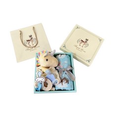 BBSKY新生兒禮盒，柔軟包巾與可愛玩偶，彌月送禮首選，寶寶安心舒適禮品, 竹纖包巾+安撫娃娃彌月禮盒【小熊+黃獨角獸】安撫娃娃, Free, 1個, Free, 1個, 1個