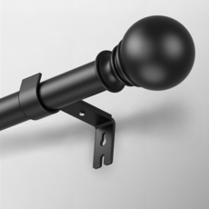 Vellichor 길이를 조절할 수 있는 고급 스테인리스 스틸 현대식 커튼봉 25mm 설치가 편리한 커텐봉 원형, 검정색